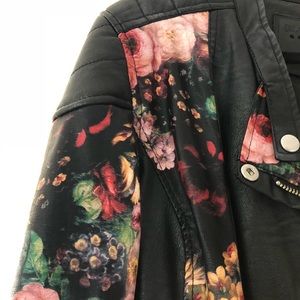 BLANKNYC faux leather and floral jacket size small